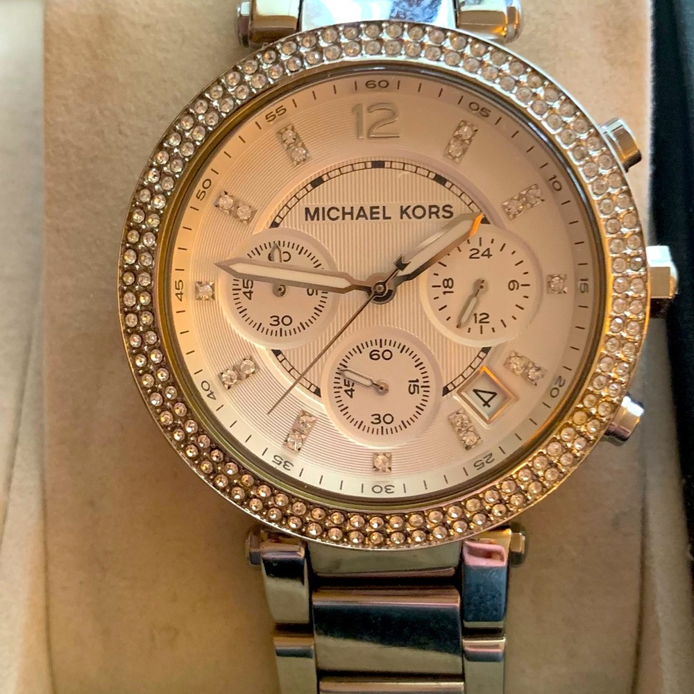 Michael Kors Parker Chronograph Silver Dial Ladies Watch MK5353
